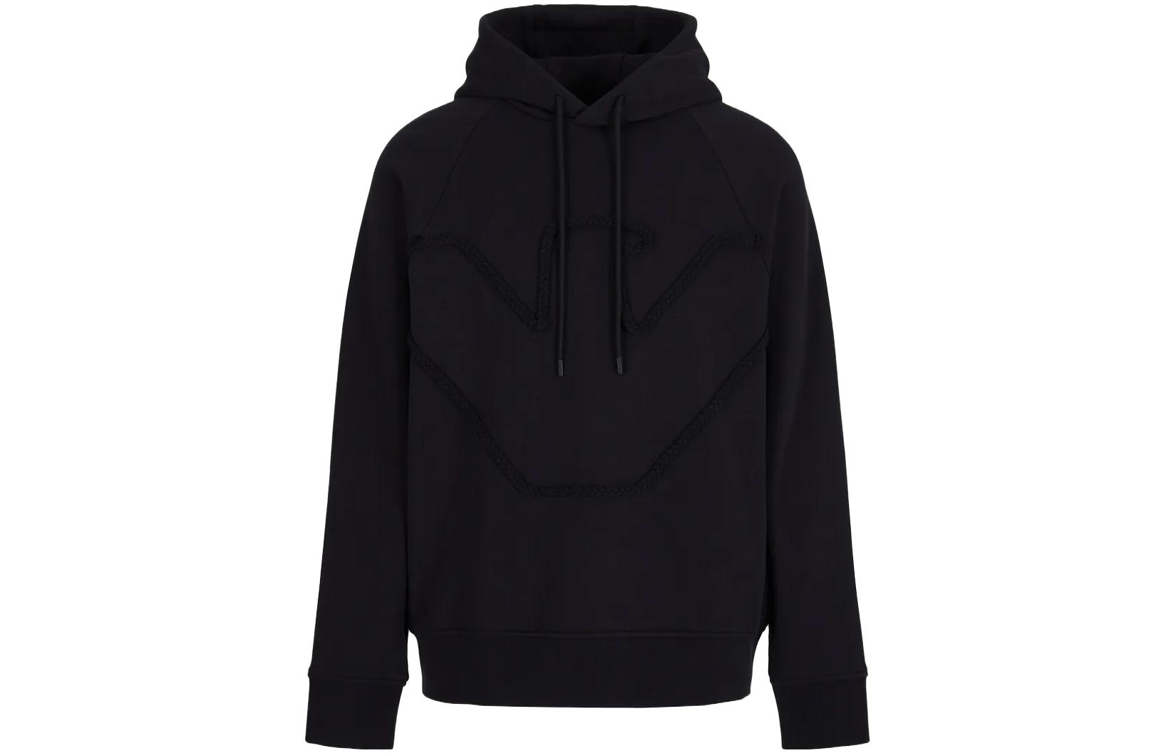 Emporio Armani Black Drawstring Pullover Hoodie Long Sleeve 6R1ME41-JWPZ1-09S6