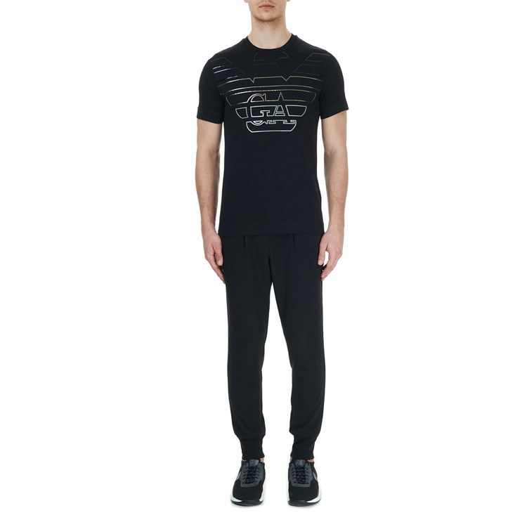 Shop Emporio Armani 黑鷹標誌圓領T恤 6H1TQ7-1J30Z-0999