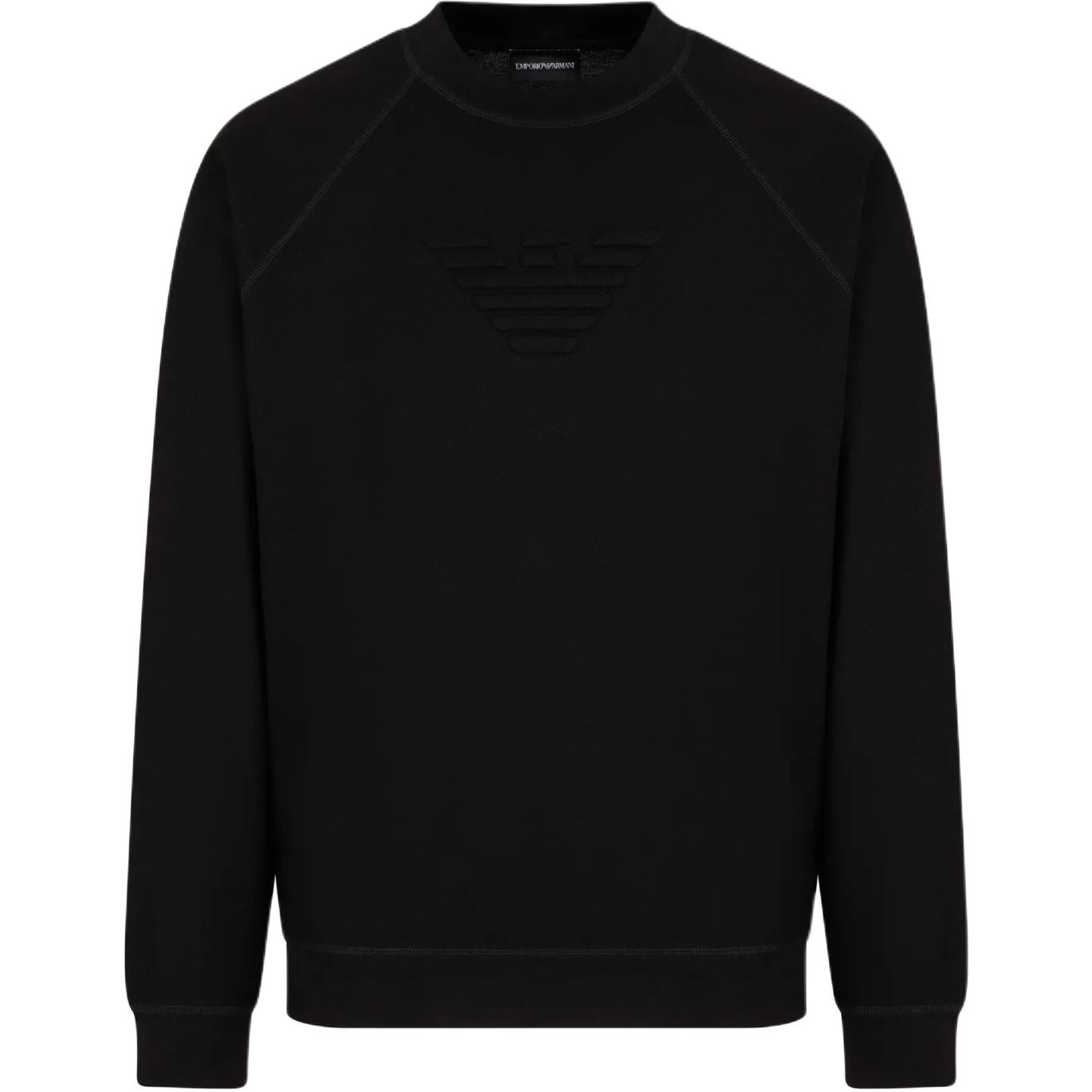 Emporio Armani Black Embossed Eagle Logo Crewneck Sweatshirt 6D1M7S-1JHFZ-0999