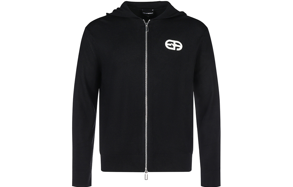 Emporio Armani Black Embossed Logo Zip Hoodie 6L1MX6-1MWRZ-0999