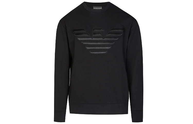 Emporio Armani Black Embroidered Crewneck Pullover Sweatshirt 3H1M89-1J07Z-0999