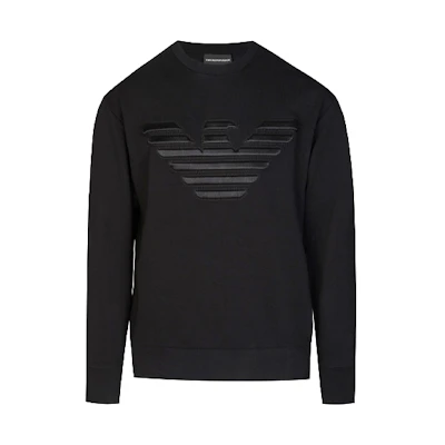 Emporio Armani Black Embroidered Crewneck Pullover Sweatshirt 3H1M89-1J07Z-0999