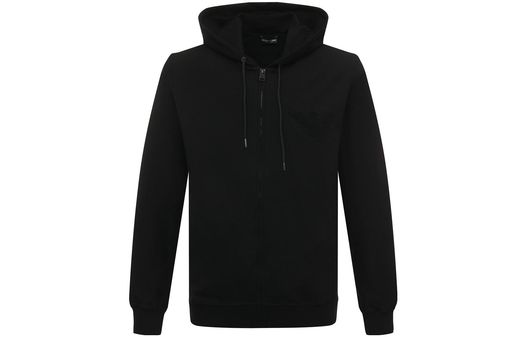 Emporio Armani Black Embroidered Hoodie Jacket 211858-3R484-6920