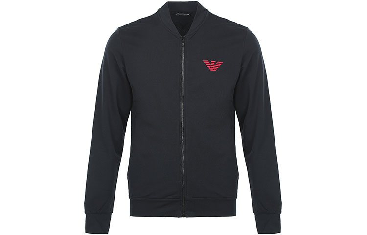 EMPORIO ARMANI Black Embroidered Logo Baseball Collar Jacket 111738-1A5750-0020 圖 2