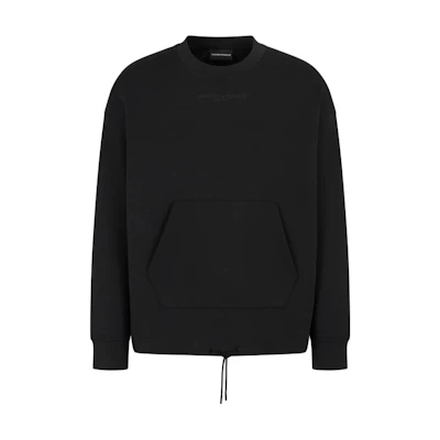 EMPORIO ARMANI Black Embroidered Logo Crewneck Sweatshirt FW24. 6D1MC1-1JRRZ-0999