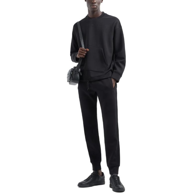Lookbook EMPORIO ARMANI Black Embroidered Logo Crewneck Sweatshirt  FW24. 6D1MC1-1JRRZ-0999