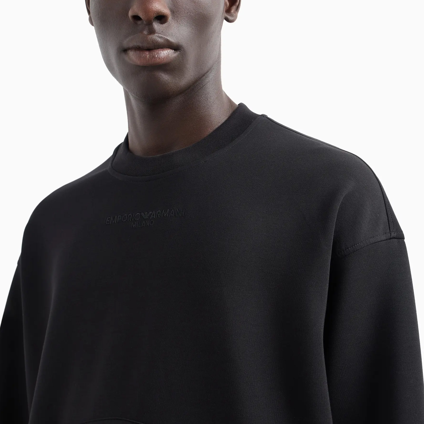 Details for EMPORIO ARMANI Black Embroidered Logo Crewneck Sweatshirt  FW24. 6D1MC1-1JRRZ-0999