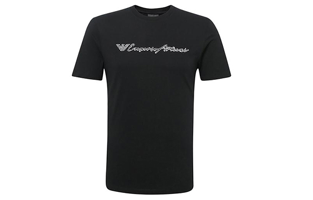 Emporio Armani Black Embroidered Short Sleeve T-Shirt 3Z1T96-1J00Z-0999