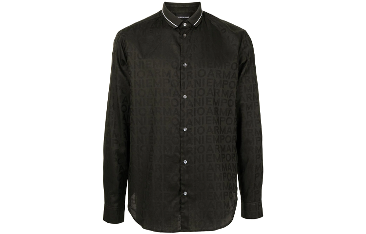 EMPORIO ARMANI Black FW21 Logo Button-Up Long Sleeve Shirt 6K1CD2-1NI5Z-F502