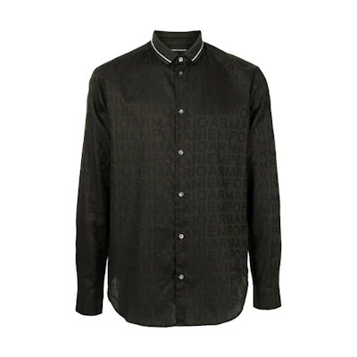 EMPORIO ARMANI Black FW21 Logo Button-Up Long Sleeve Shirt 6K1CD2-1NI5Z-F502