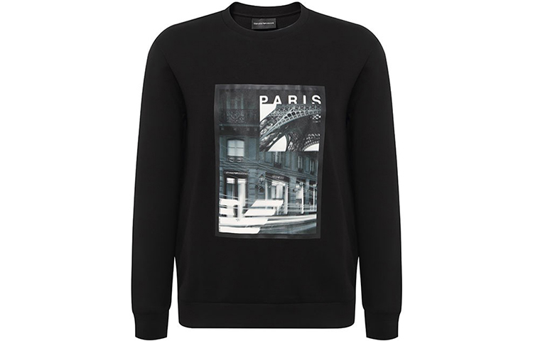 Emporio Armani Black Graphic Print Pullover Sweatshirt 6H1MQ8-1JHSZ-0008