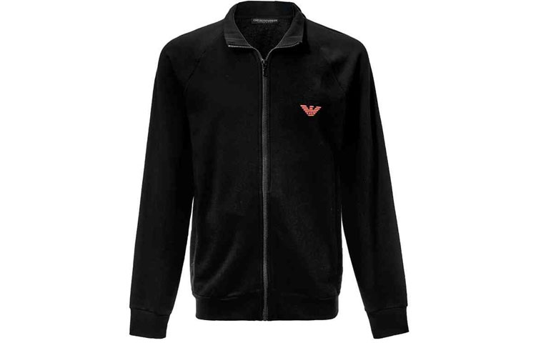 Emporio Armani Black High Neck Zip-Up Jacket with Eagle Logo 111570-8A571