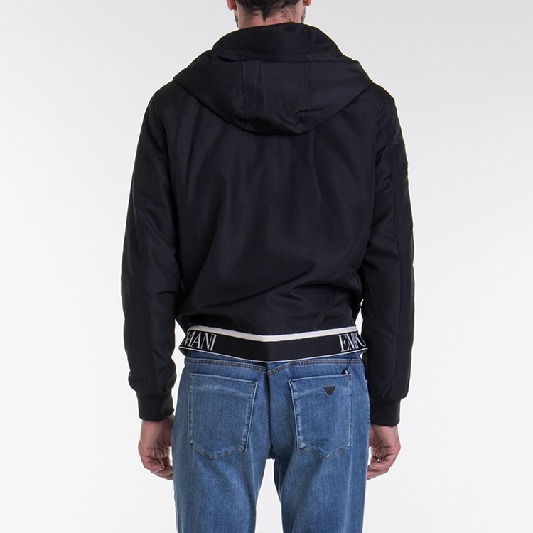 Emporio Armani Black Hooded Cotton Jacket with Hem Logo 6H1BL6-1NYAZ-0999 圖 6