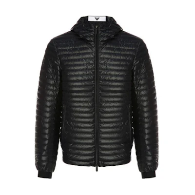 EMPORIO ARMANI Black Hooded Down Jacket 6G1B99-1NPYZ-0999