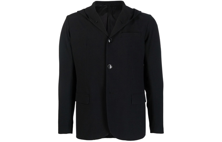 Emporio Armani Black Hooded Single-Breasted Loose Blazer Jacket 6K1GN6-1NQCZ-0999