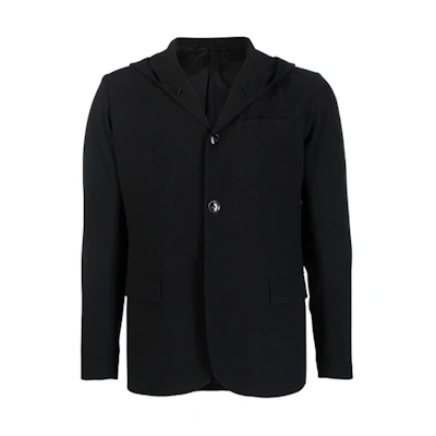 Emporio Armani Black Hooded Single-Breasted Loose Blazer Jacket 6K1GN6-1NQCZ-0999