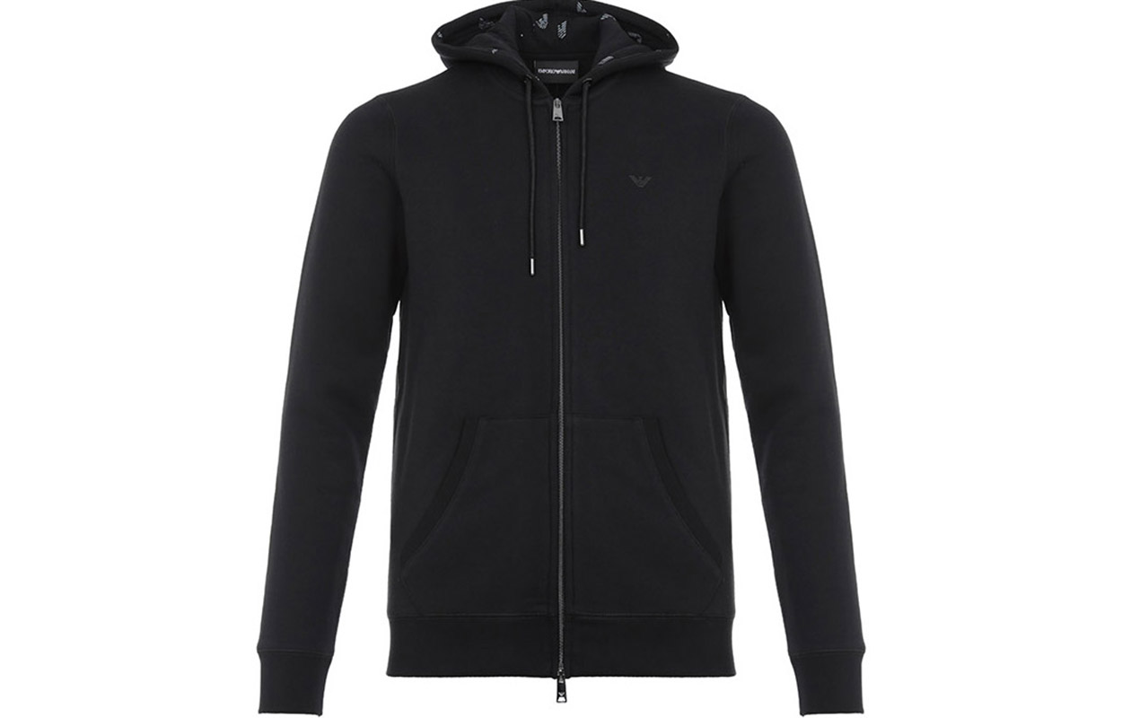 Emporio Armani Black Hooded Sports Jacket Sweatshirt 8N1M01-1JQPZ-0999