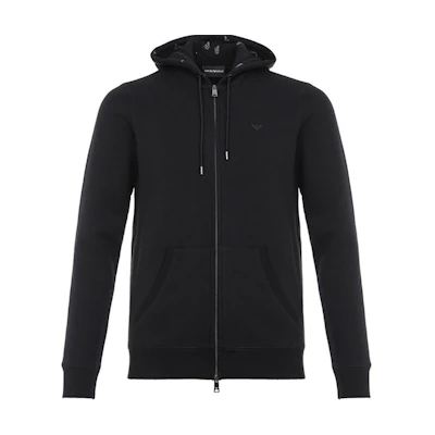 Emporio Armani Black Hooded Sports Jacket Sweatshirt 8N1M01-1JQPZ-0999
