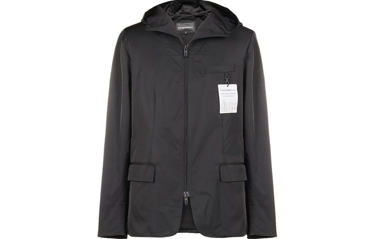 Emporio Armani Black Hooded Zip-Up Jacket 6H1BP1-1NCDZ-0999