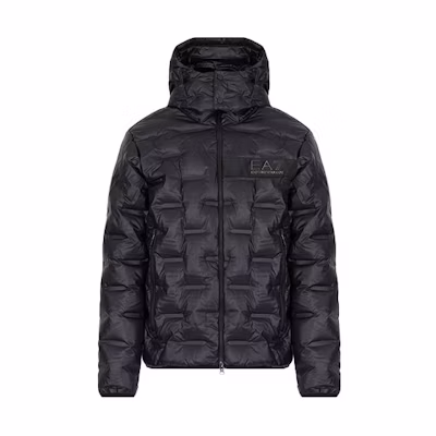 Emporio Armani Black Hooded Zipper Regular Fit Down Jacket. 6KPB64-PN8MZ-1200
