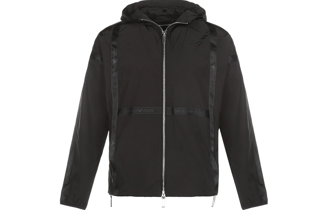 Emporio Armani Black Hoodie Jacket with Logo Design 6H1BL8-1NYFZ-0999