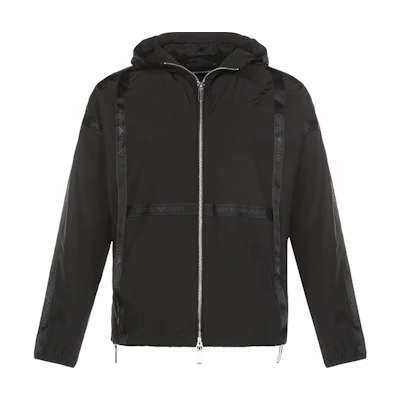 Emporio Armani Black Hoodie Jacket with Logo Design 6H1BL8-1NYFZ-0999