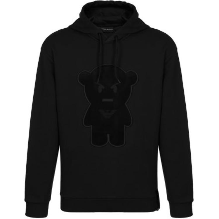 Emporio Armani Black Hoodie with Bear Patch Design 6G1MD8-1J36Z-0999