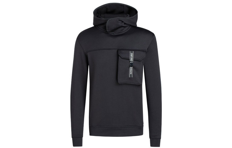 Emporio Armani Black Hoodie with Chest Pocket 6H1M76-1JEYZ-0999