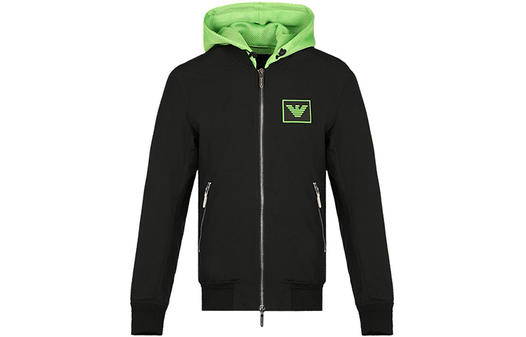 Emporio Armani Black Hoodie with Contrast Logo Design 3H1BA6-1NLAZ-0999