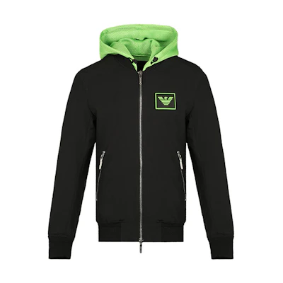 Emporio Armani Black Hoodie with Contrast Logo Design 3H1BA6-1NLAZ-0999