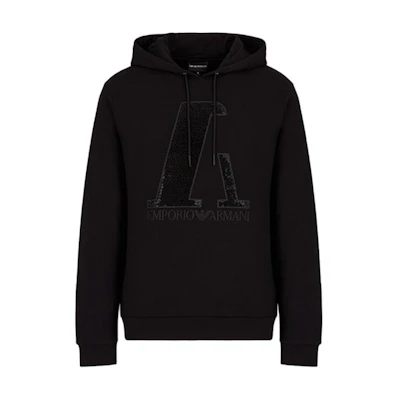 Emporio Armani Black Hoodie with Letter Embroidery 6H1M7T-1JL3Z-0999