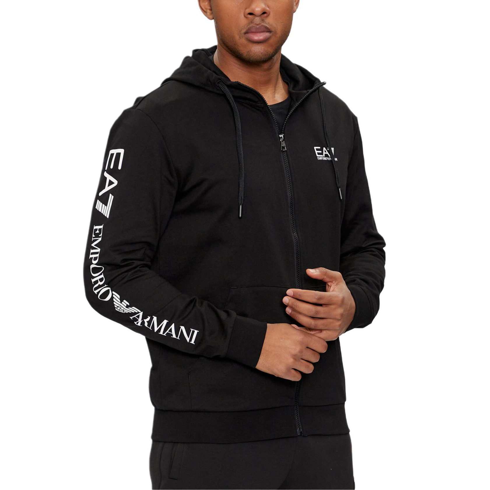 Emporio Armani Black Hoodie with Letter Print and Zip 8NPM13-PJ05Z-1200