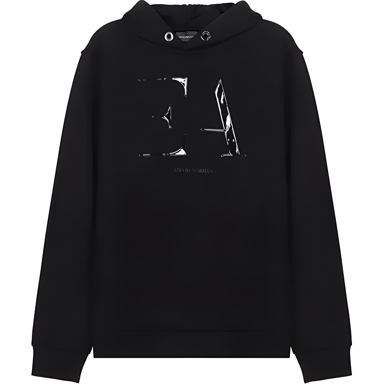 Emporio Armani Black Hoodie with Letter Print Long Sleeves 6H1MC4-1JPHZ-0999