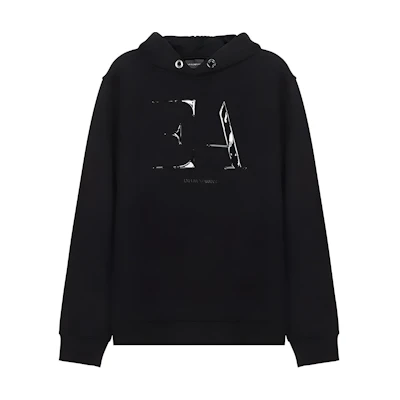 Emporio Armani Black Hoodie with Letter Print Long Sleeves 6H1MC4-1JPHZ-0999