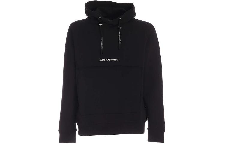 Emporio Armani Black Hoodie with Logo Letter Print Design 3K1MF6-1JHSZ-0999