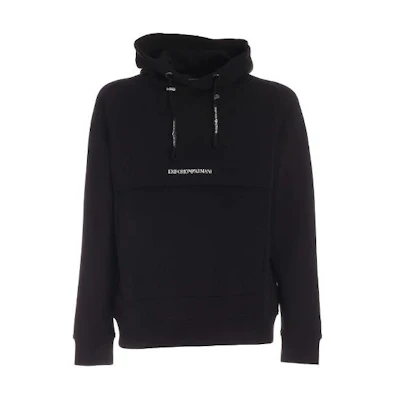 Emporio Armani Black Hoodie with Logo Letter Print Design 3K1MF6-1JHSZ-0999