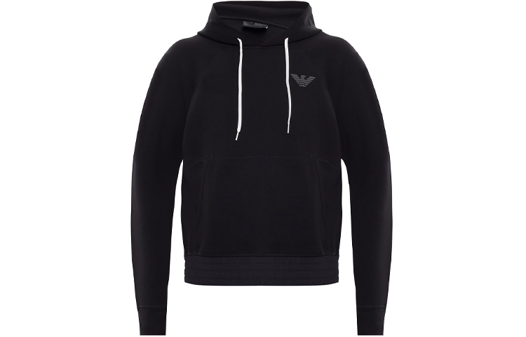 Emporio Armani Black Hoodie with Small Logo Pullover Design 3H1MM3-1JHSZ-F055