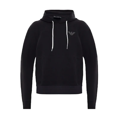 Emporio Armani Black Hoodie with Small Logo Pullover Design 3H1MM3-1JHSZ-F055