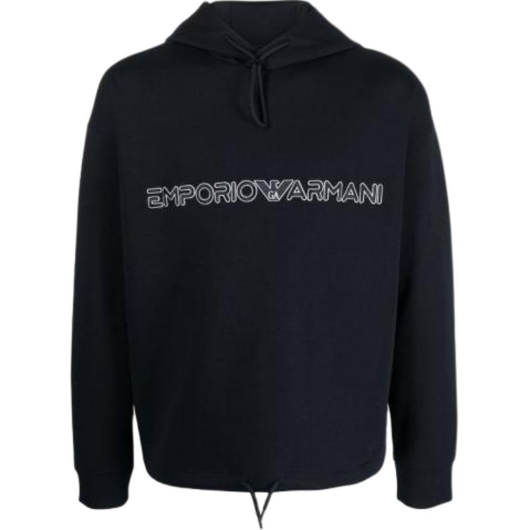 Emporio Armani Black Hoodie with Solid Letter Print Design 3R1MBC-1JHSZ-0920
