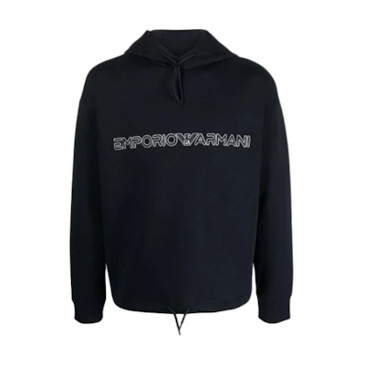 Emporio Armani Black Hoodie with Solid Letter Print Design 3R1MBC-1JHSZ-0920