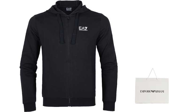 Purchase Emporio Armani Jaket Hoodie Zip-Up Hitam Sweatshirt Lelaki 8NPM03-PJ05Z-12000