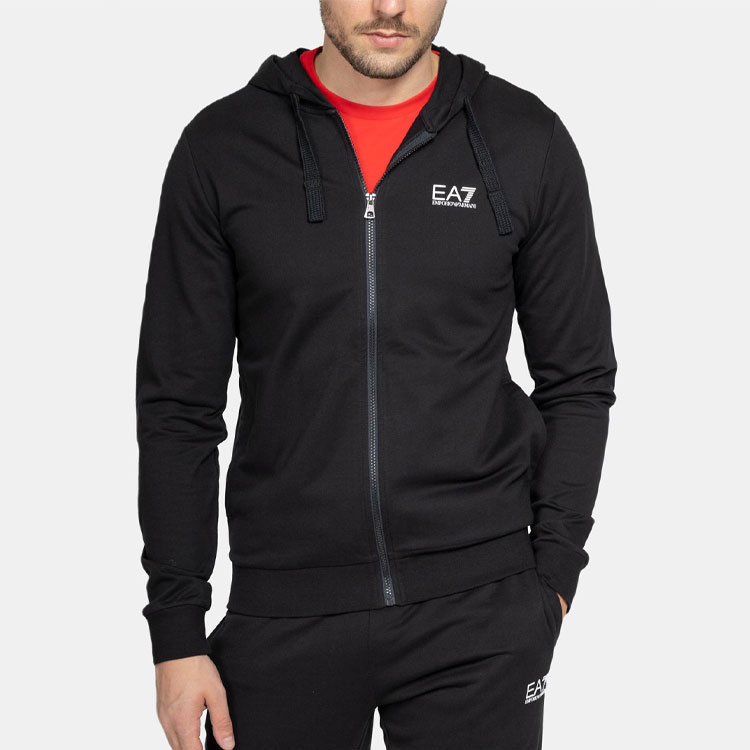 Sizing Emporio Armani Jaket Hoodie Zip-Up Hitam Sweatshirt Lelaki 8NPM03-PJ05Z-12000