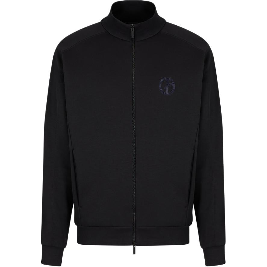 Emporio Armani Black Jacket with Solid Logo Embroidery and Zipper GM000230-TE10668-UC001