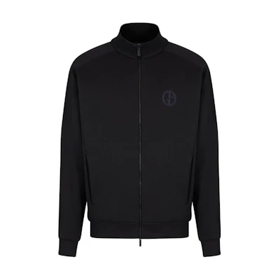Emporio Armani Black Jacket with Solid Logo Embroidery and Zipper GM000230-TE10668-UC001