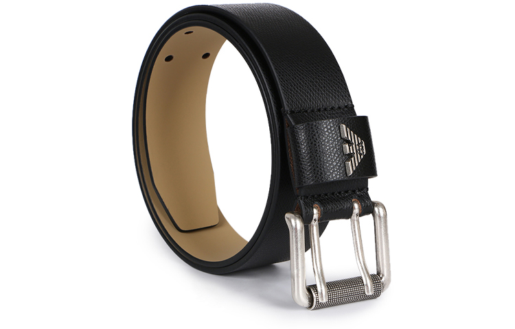 Lookbook 安普里奥·阿玛尼黑色皮带，可调针扣，标志牌，宽3.8厘米 Y4S079-YAQ2G-81072