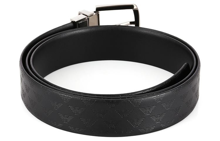Lookbook Emporio Armani 黑色皮带，简约商务风格，宽3.5cm。 Y4S074YKL2J88001