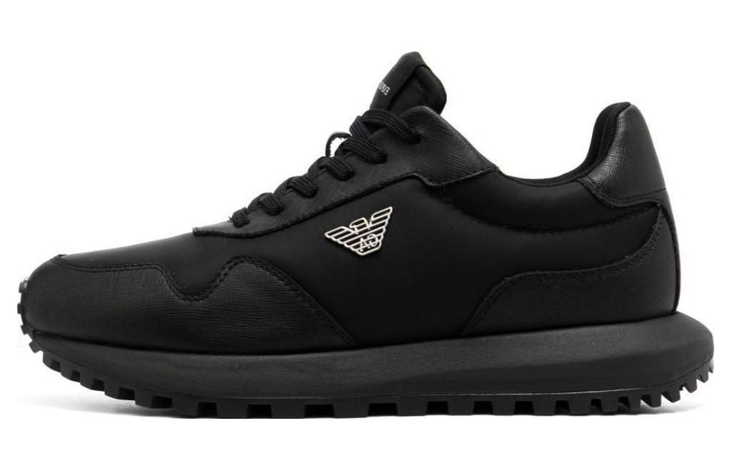 Emporio Armani Black Leather Lace-Up Casual Low-Top Sneakers X4X630XN877K001