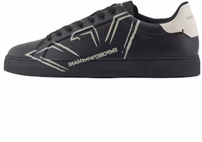 Emporio Armani Black Leather Low-Top Sneakers with Round Print Design X4X598XD4311U166 Emporio Armani Black Leather Low-Top Sneakers with Round Print Design X4X598XD4311U166