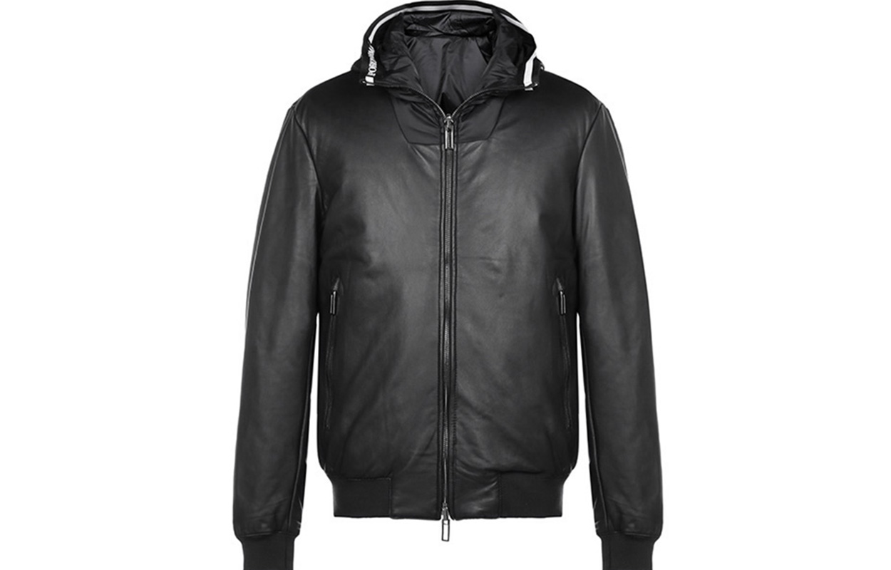 Emporio Armani Black Leather Reversible Jacket 91B68P-91P68-999