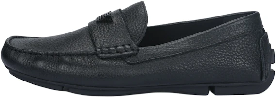 Emporio Armani Black Leather Textured Slip-On Casual Shoes X4B124XF665100002 Emporio Armani Black Leather Textured Slip-On Casual Shoes X4B124XF665100002